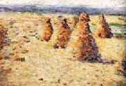 Charles Angrand Hay ricks in Normandy oil painting artist